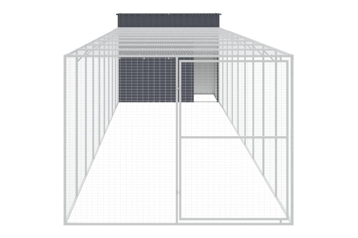 Dog House With Run Anthracite 214x1069x181 Cm Galvanised Steel-3