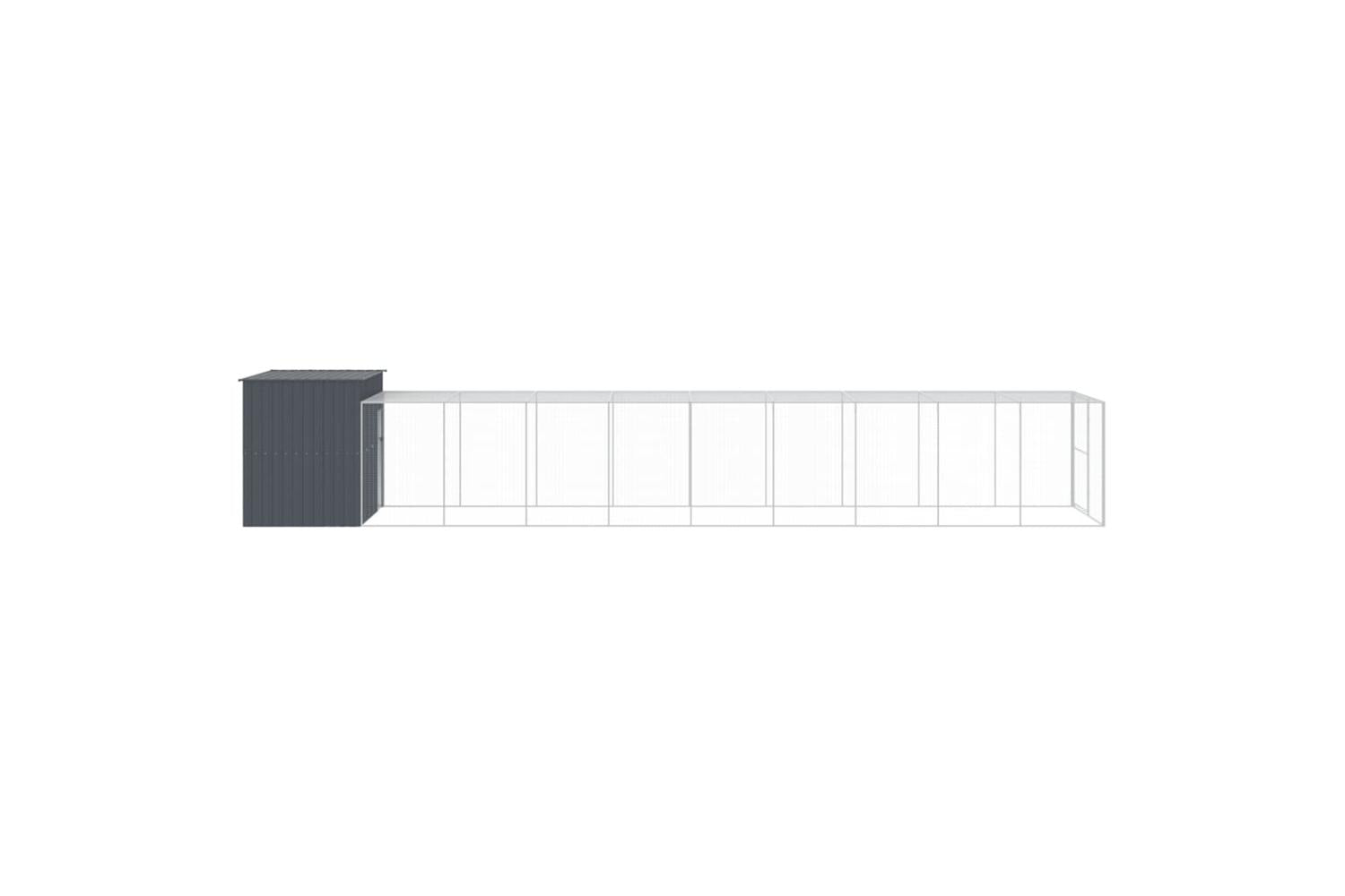 Dog House With Run Anthracite 214x1069x181 Cm Galvanised Steel-4