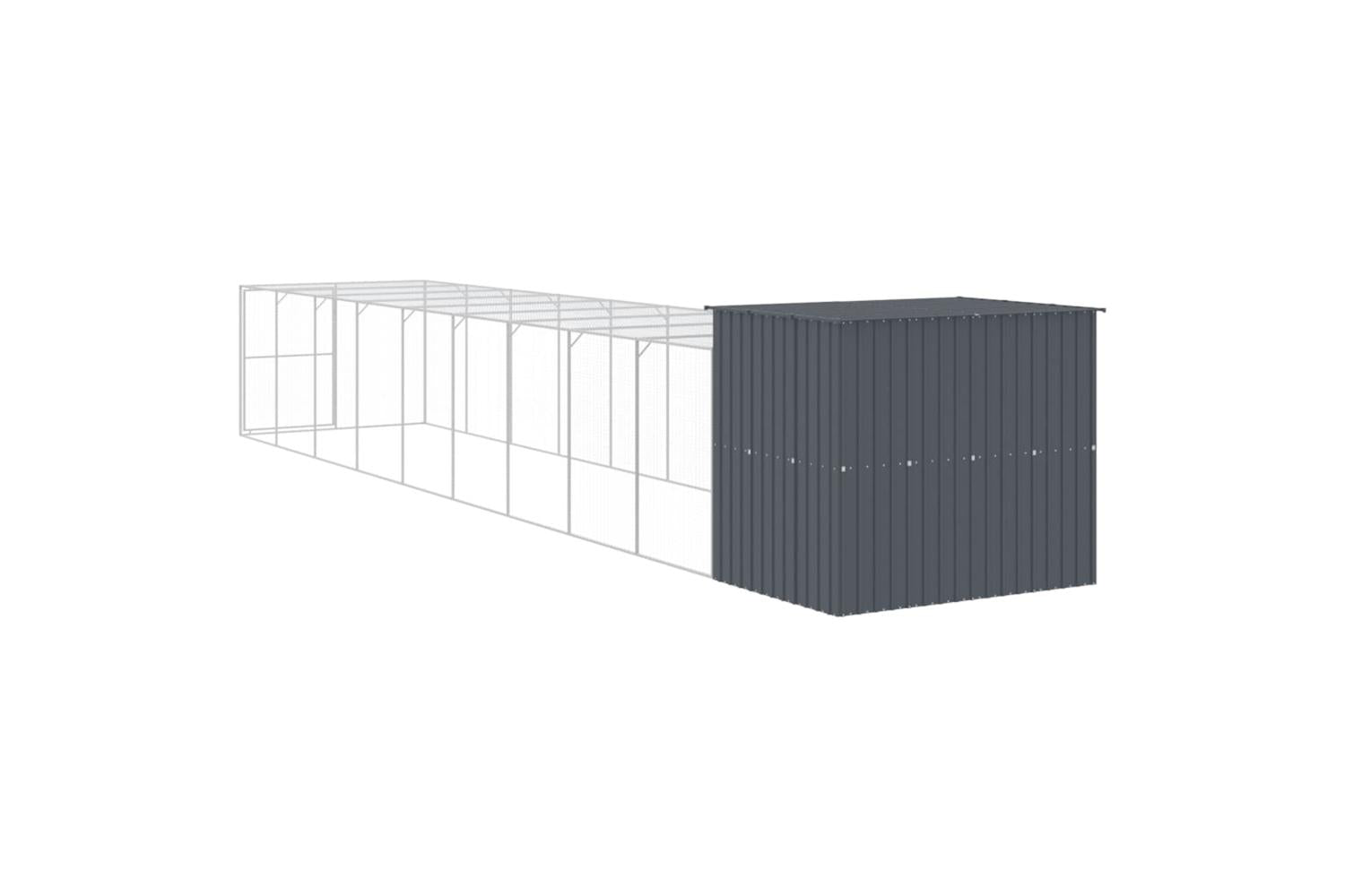 Dog House With Run Anthracite 214x1069x181 Cm Galvanised Steel-5