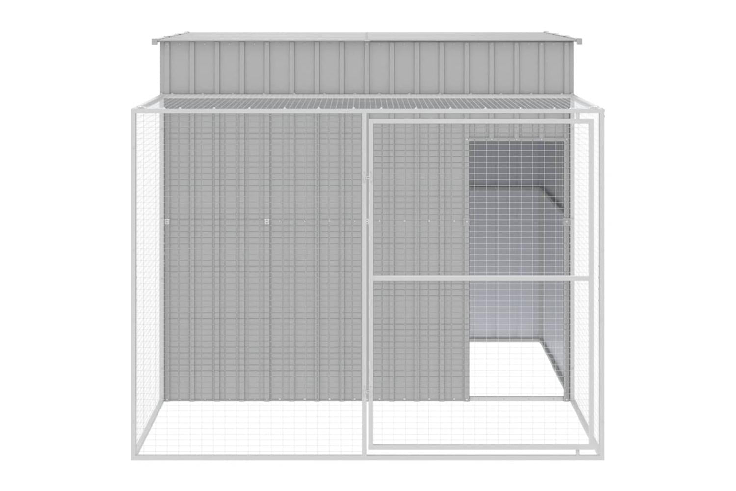 Dog House With Run Light Grey 214x253x181 Cm Galvanised Steel-3