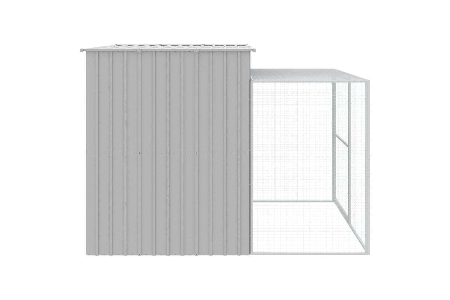 Dog House With Run Light Grey 214x253x181 Cm Galvanised Steel-4