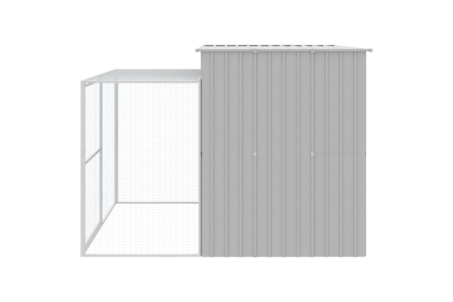 Dog House With Run Light Grey 214x253x181 Cm Galvanised Steel-5