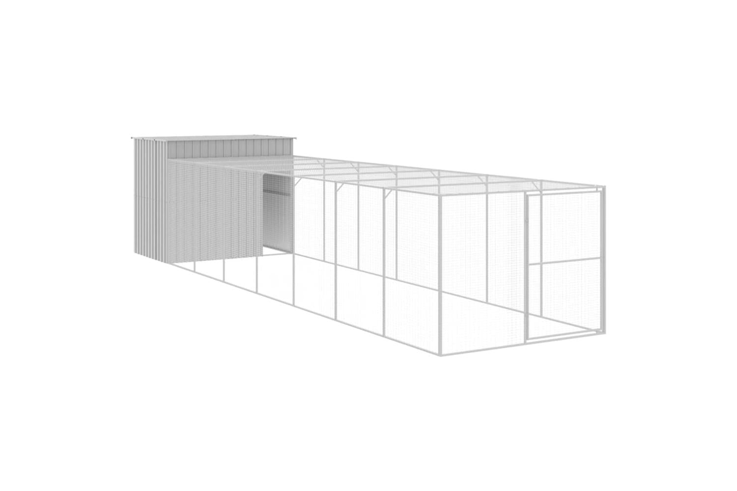 Dog House With Run Light Grey 214x865x181 Cm Galvanised Steel
