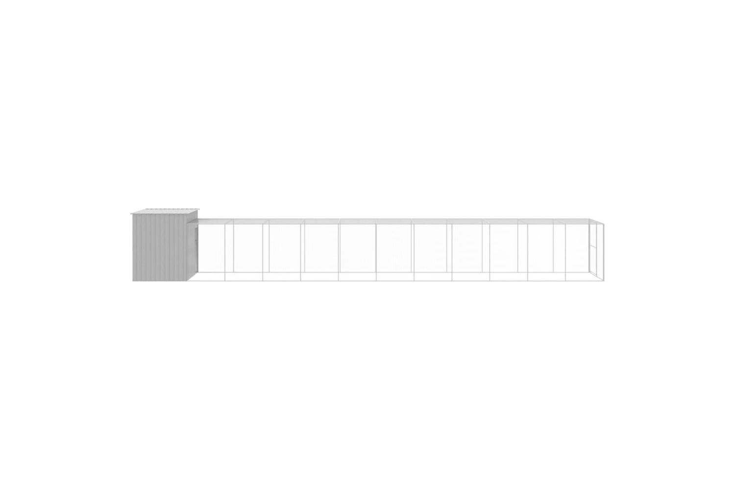 Dog House With Run Light Grey 214x1273x181 Cm Galvanised Steel-4