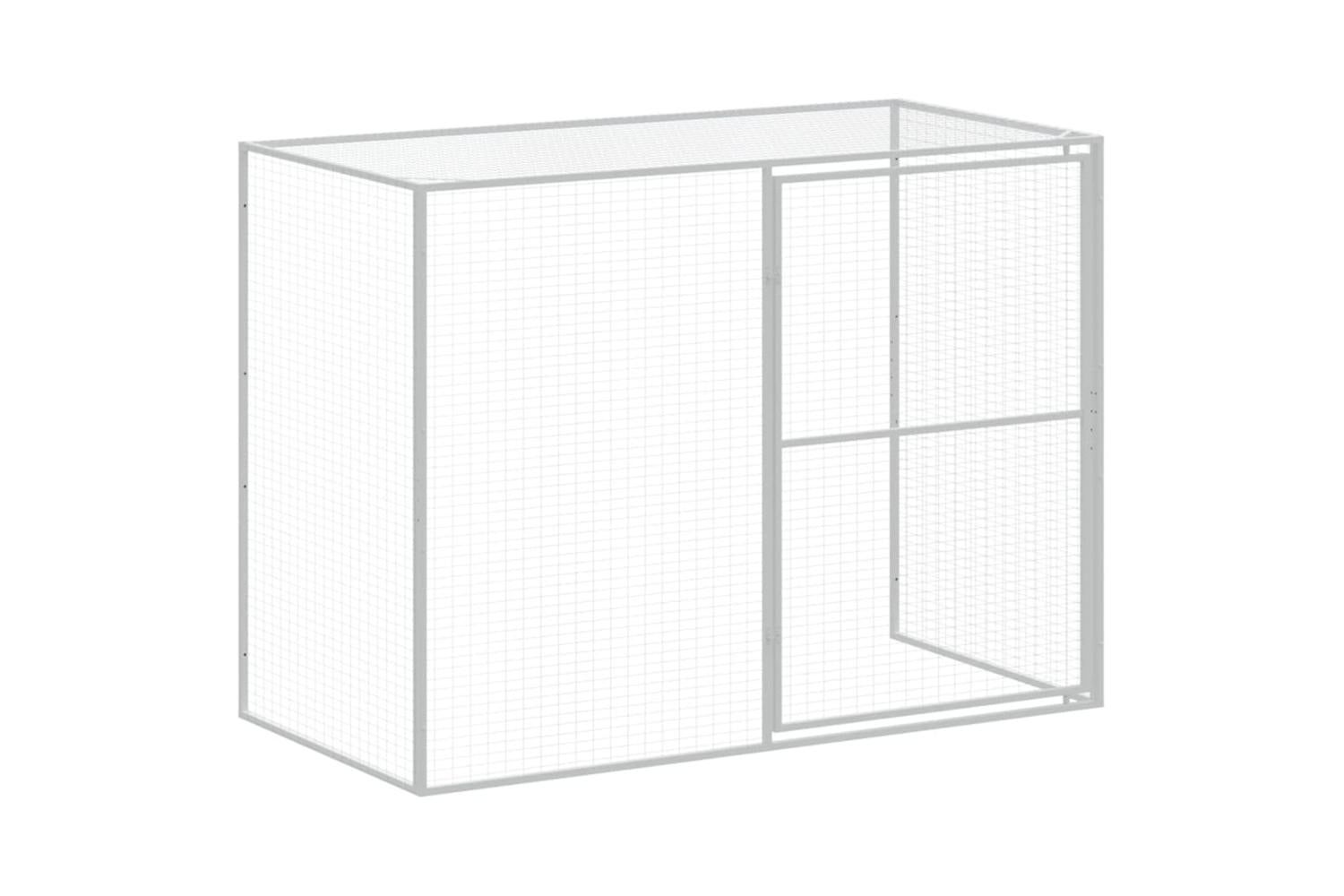 Dog House With Run Light Grey 214x1273x181 Cm Galvanised Steel-8
