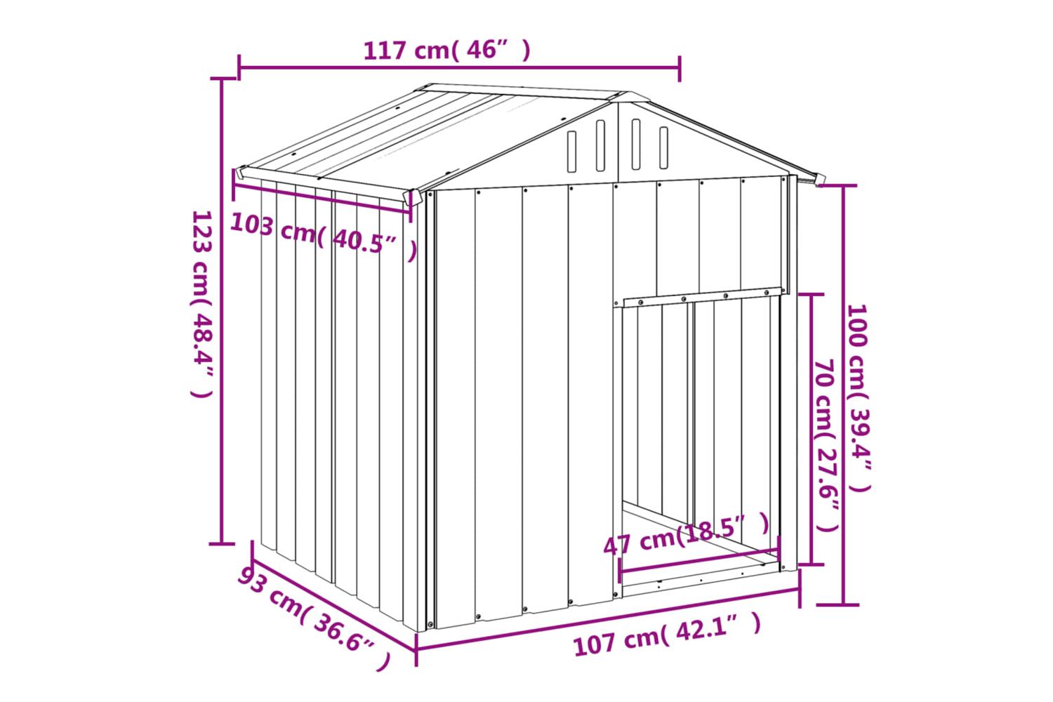 Dog House With Roof Anthracite 117x103x123 Cm Galvanised Steel-5