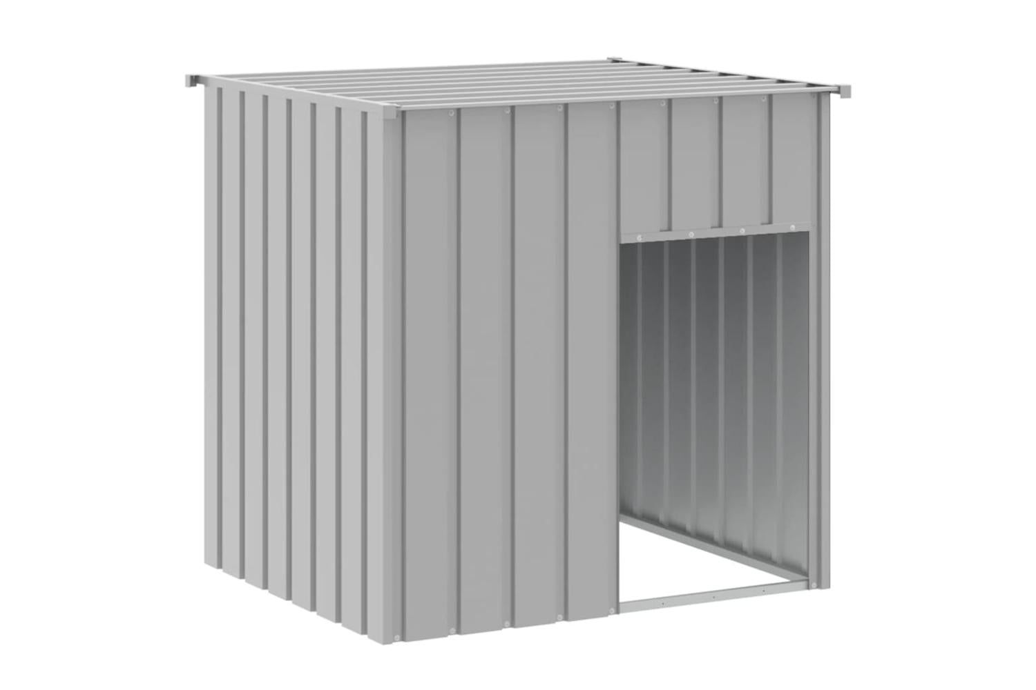 Dog House With Roof Light Grey 110x103x109 Cm Galvanised Steel-2