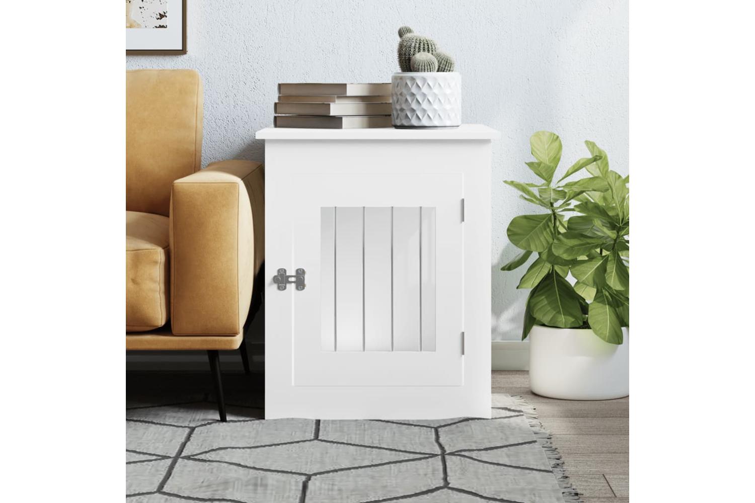Dog Crate Furniture White 55x75x65 Cm Engineered Wood-3