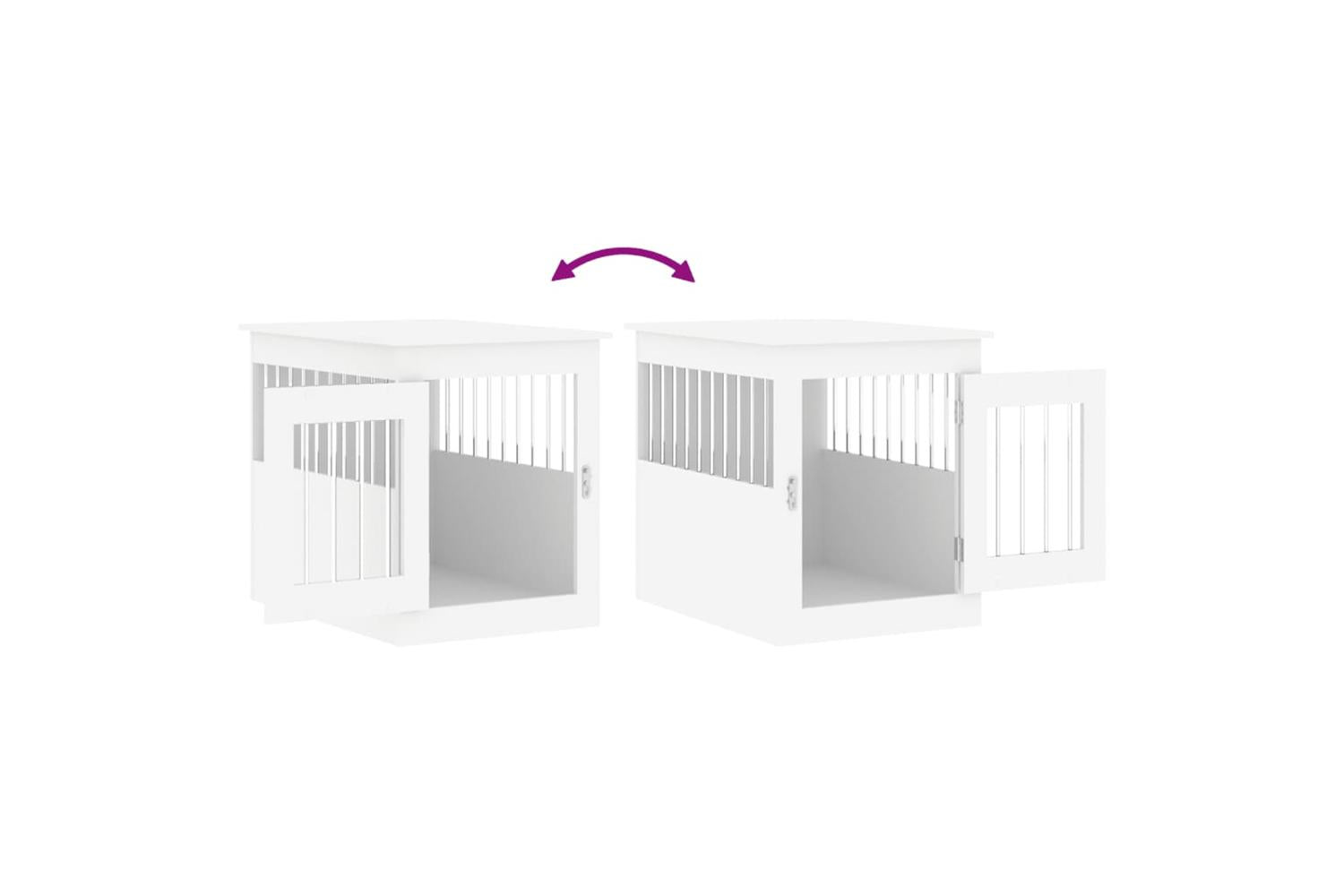 Dog Crate Furniture White 55x75x65 Cm Engineered Wood-10