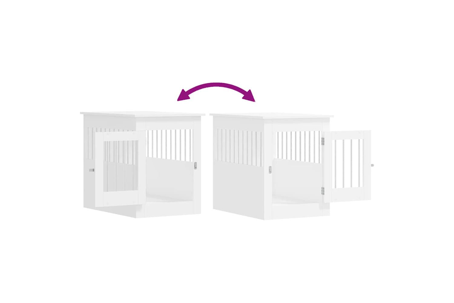 Dog Crate Furniture White 55x80x68 Cm Engineered Wood-10