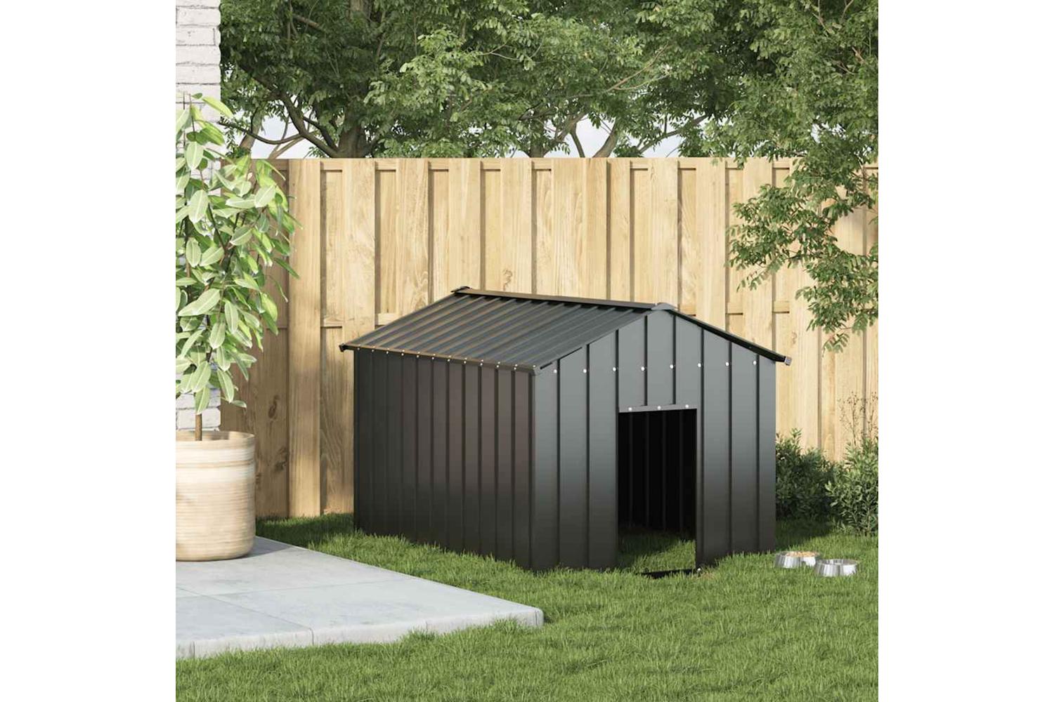 Dog House With Roof 113x153x101 Cm Galvanised Steel-2