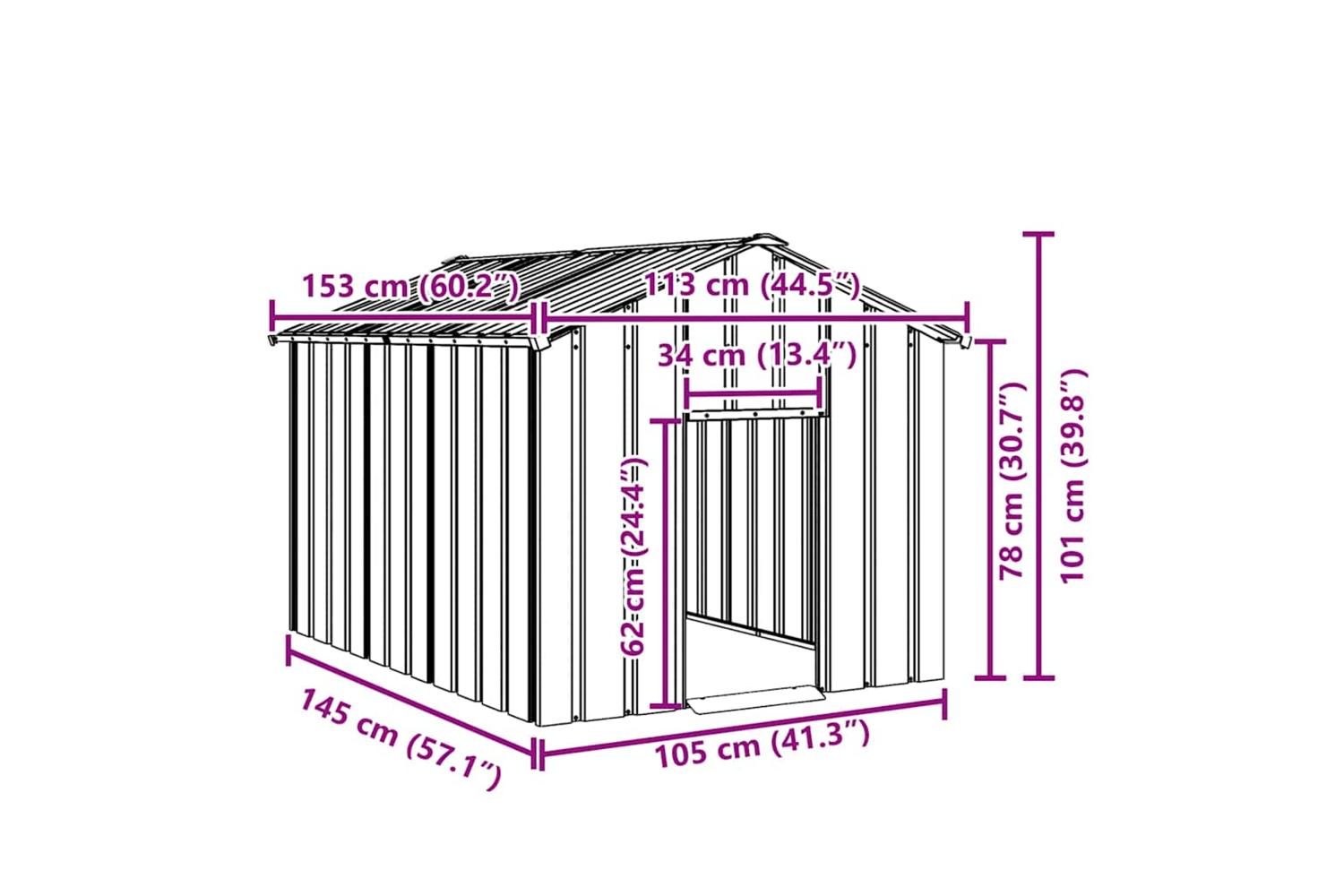 Dog House With Roof 113x153x101 Cm Galvanised Steel-7