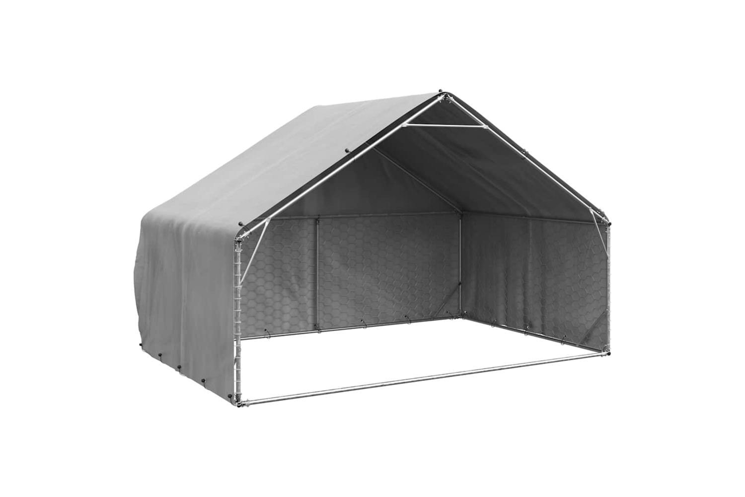 Outdoor Dog Kennel With Cover 3x2x19 M Galvanised Steel