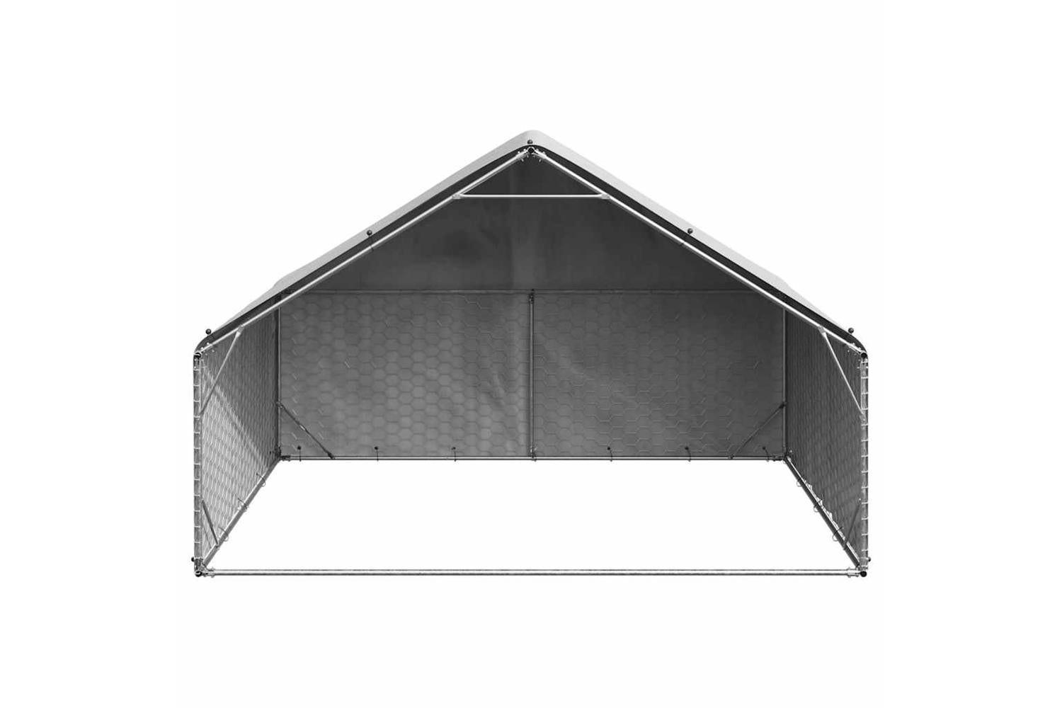 Outdoor Dog Kennel With Cover 3x2x19 M Galvanised Steel-3