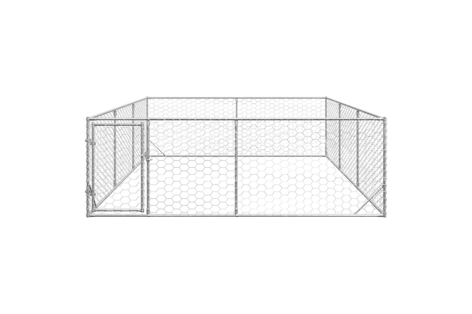 Outdoor Dog Kennel With Door 3x4x1 M Galvanised Steel-3