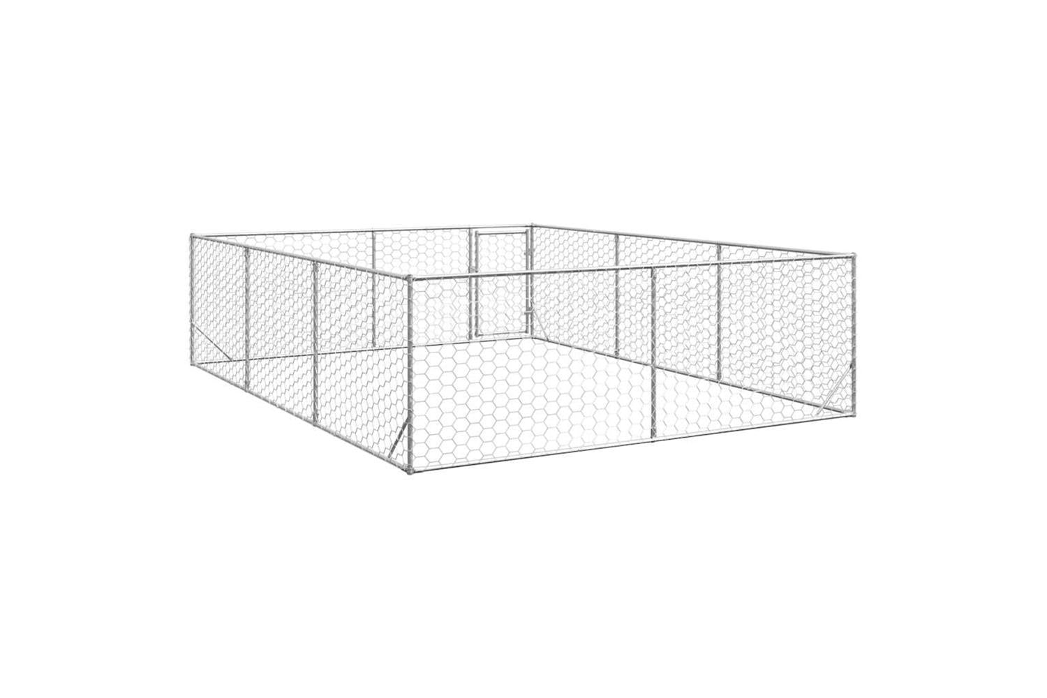 Outdoor Dog Kennel With Door 3x4x1 M Galvanised Steel-5