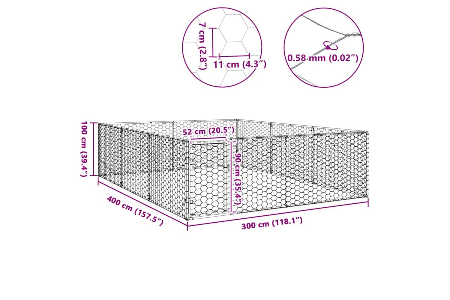 Outdoor Dog Kennel With Door 3x4x1 M Galvanised Steel-8