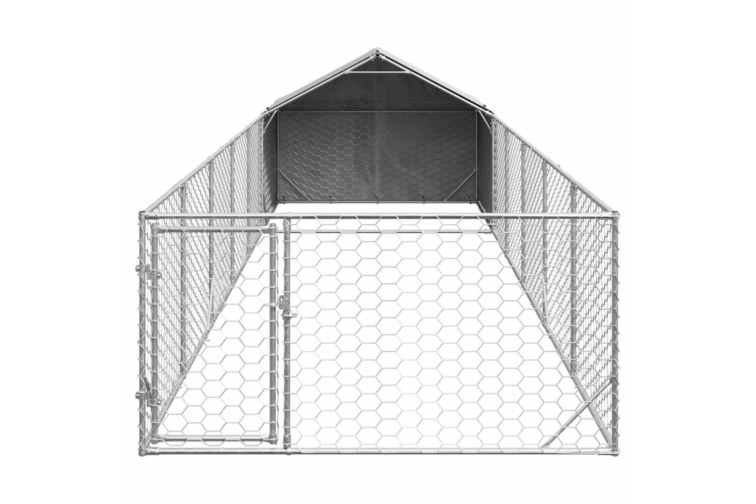 Outdoor Dog Kennel With Run 8x2x15 M Galvanised Steel-3