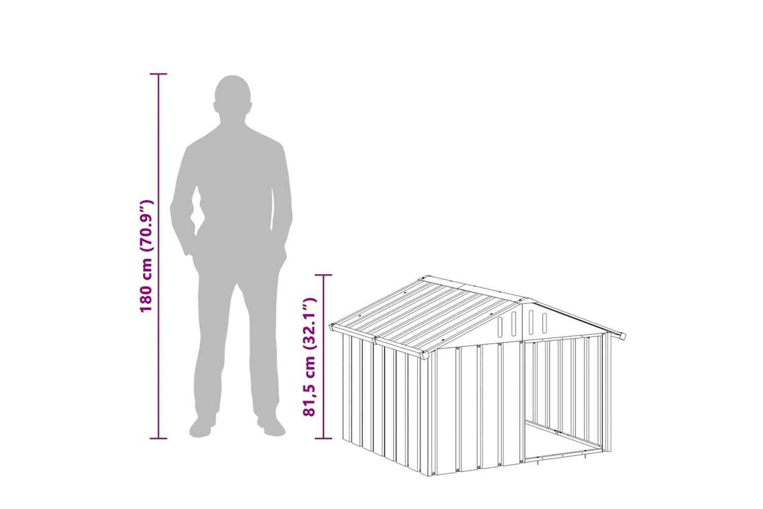 Dog House Grey 1165x103x815 Cm Galvanised Steel-10