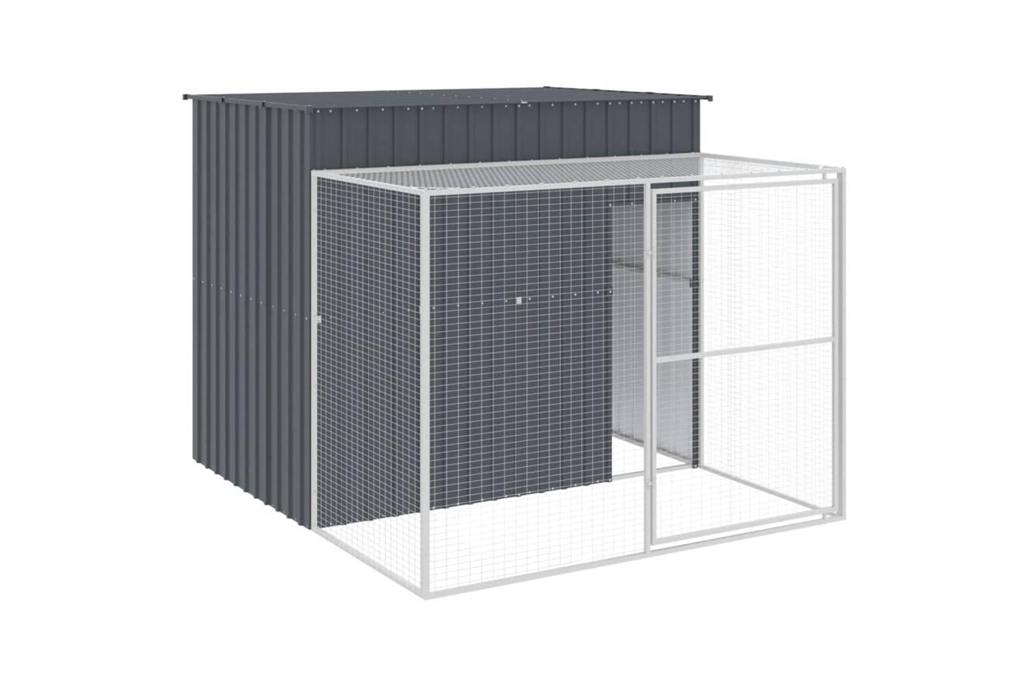 Dog House With Run Anthracite 214x253x181 Cm Galvanised Steel-2