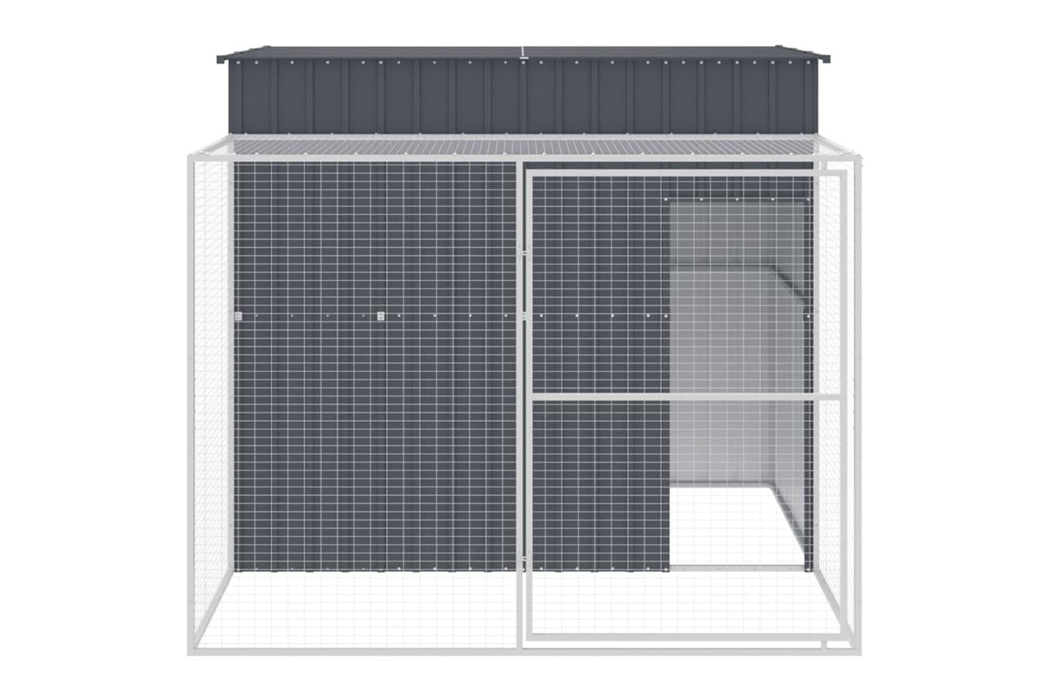 Dog House With Run Anthracite 214x253x181 Cm Galvanised Steel-3