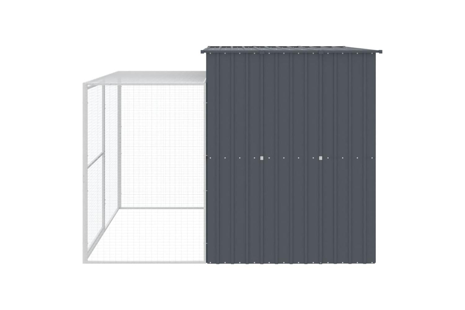 Dog House With Run Anthracite 214x253x181 Cm Galvanised Steel-5