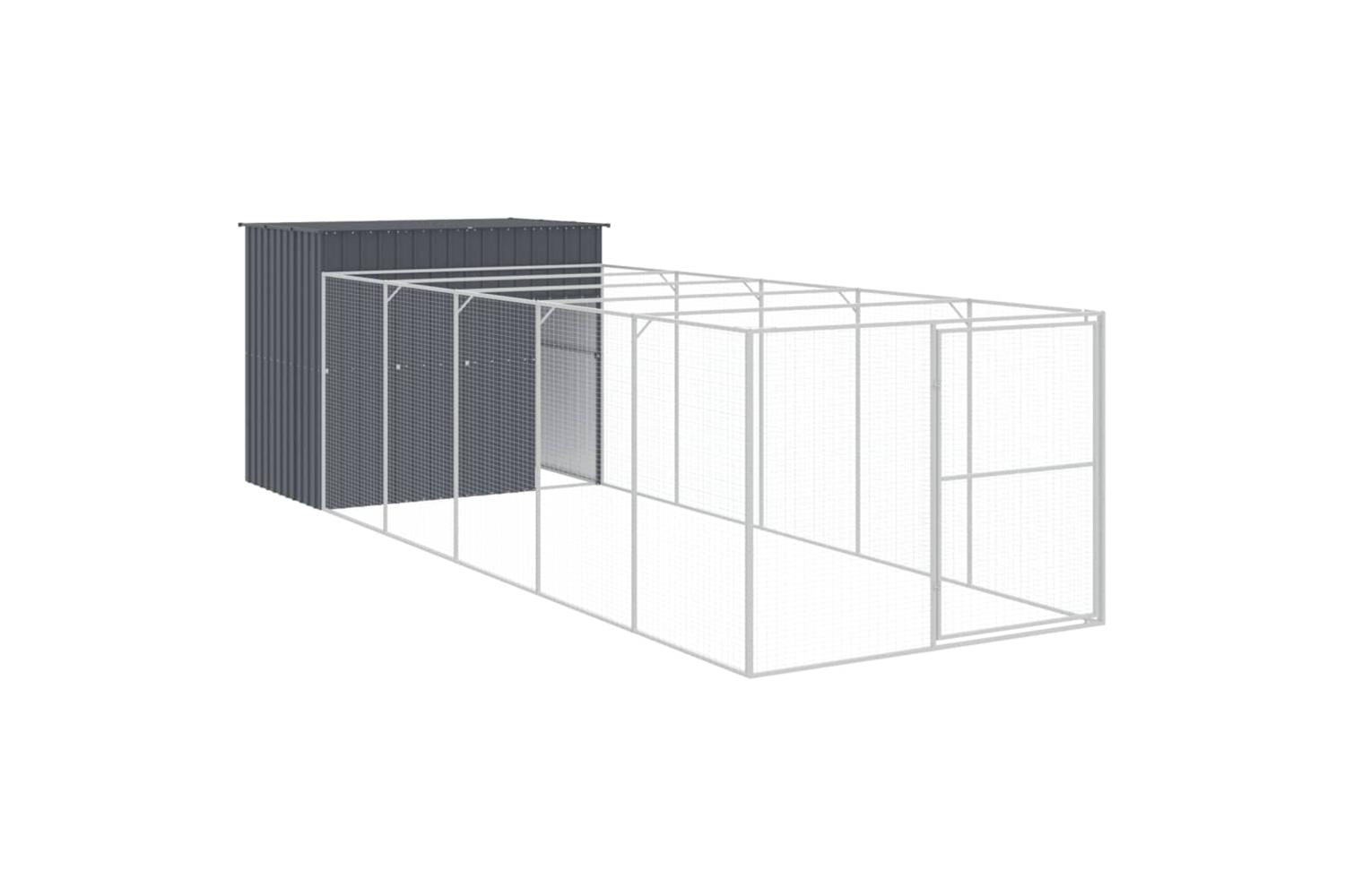 Dog House With Run Anthracite 214x661x181 Cm Galvanised Steel