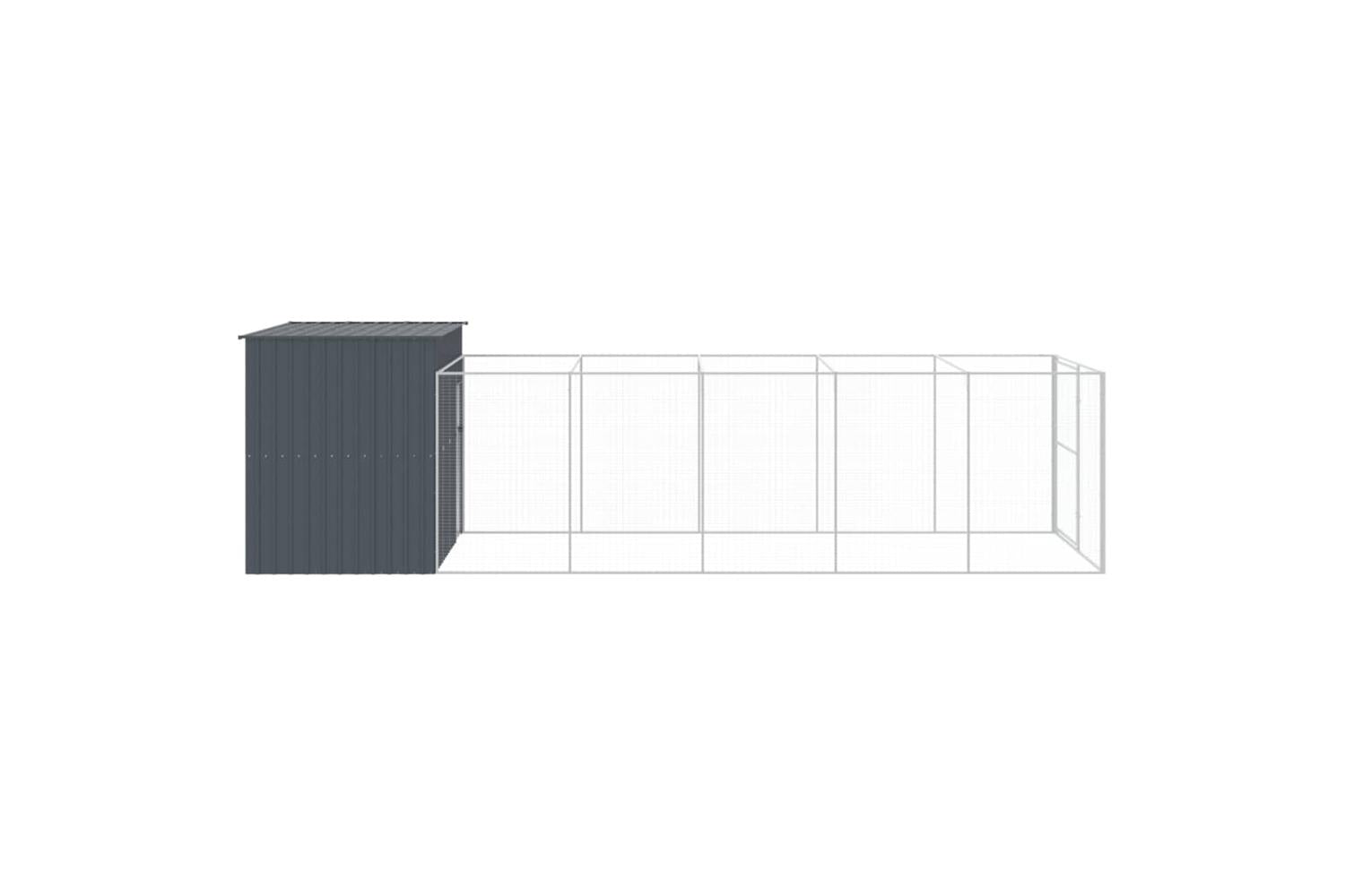 Dog House With Run Anthracite 214x661x181 Cm Galvanised Steel-4