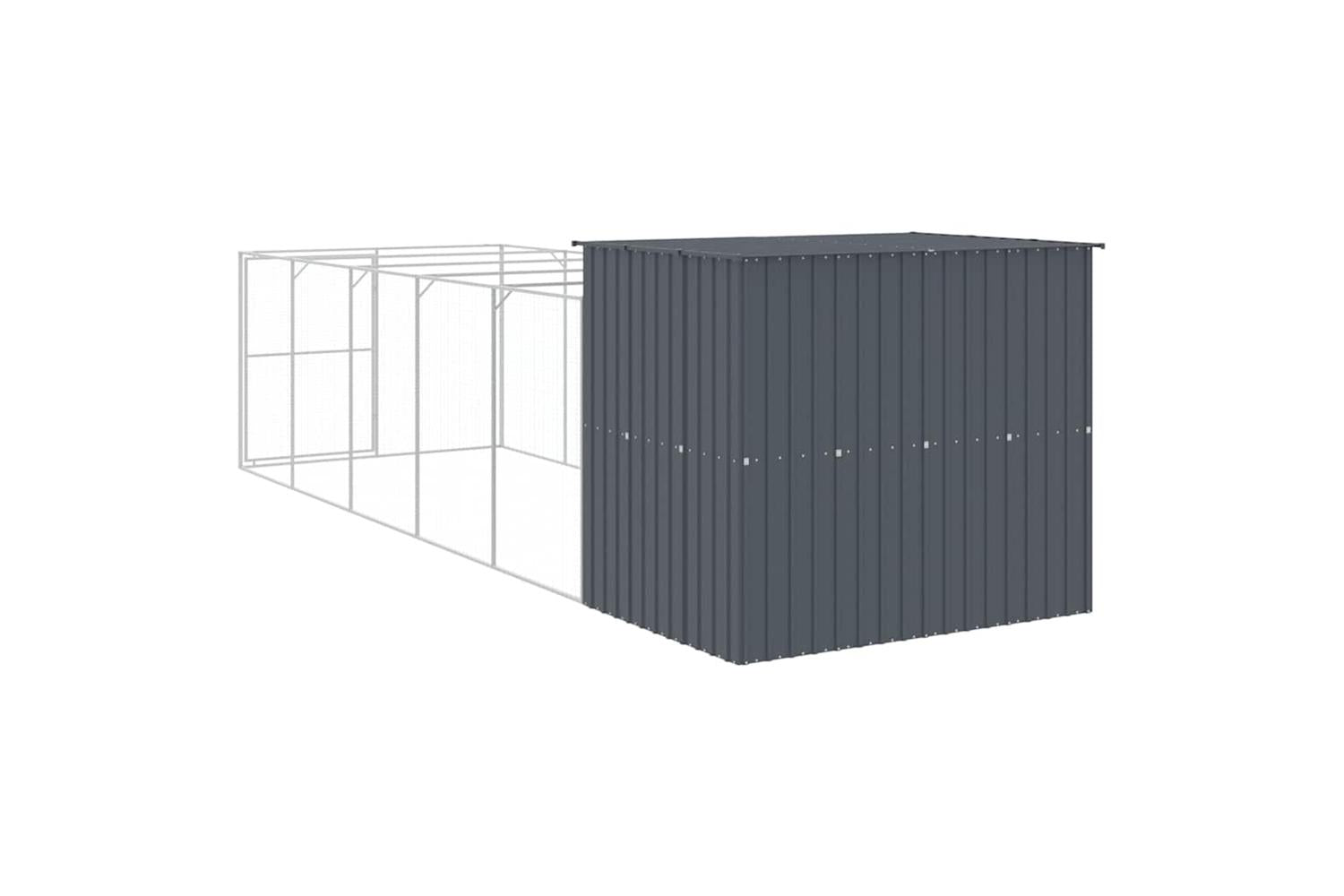 Dog House With Run Anthracite 214x661x181 Cm Galvanised Steel-5