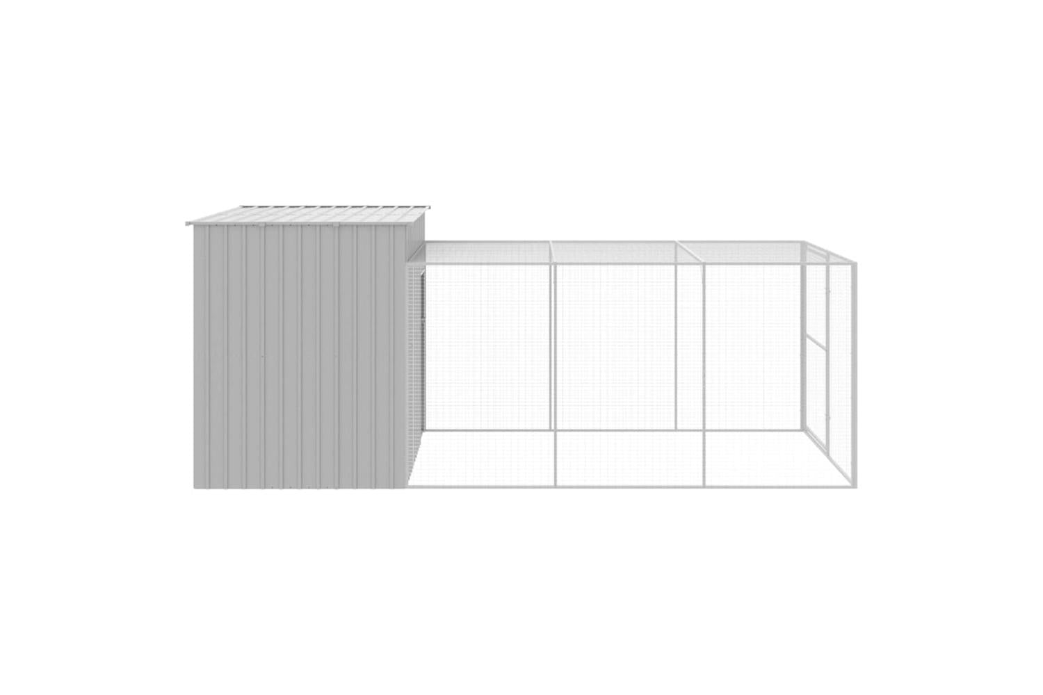 Dog House With Run Light Grey 214x457x181 Cm Galvanised Steel-4