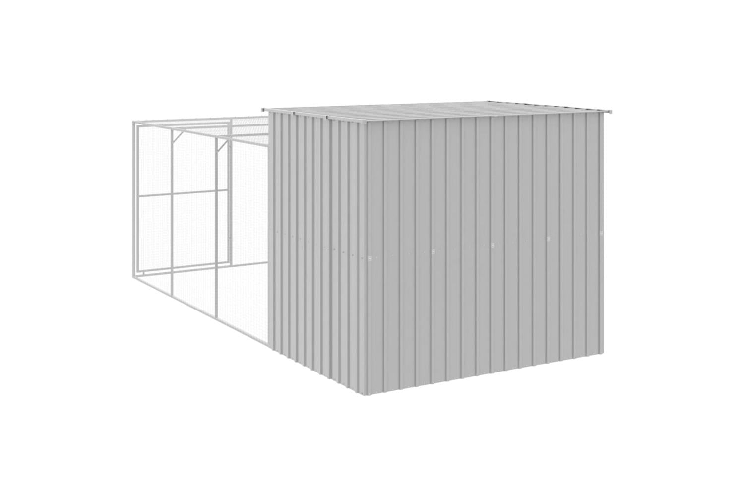 Dog House With Run Light Grey 214x457x181 Cm Galvanised Steel-5