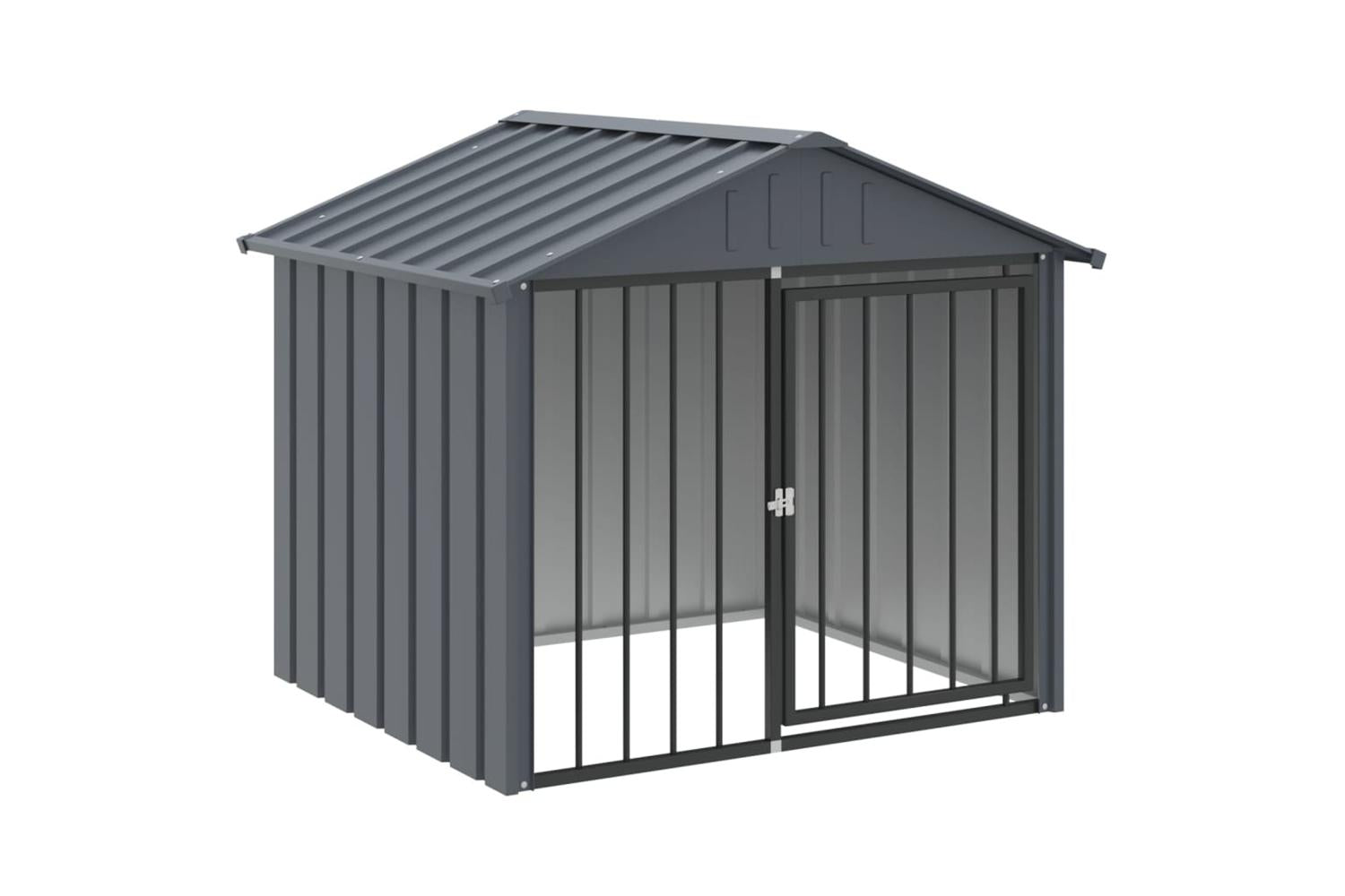 Dog House With Roof Black 117x103x102 Cm Galvanised Steel-2