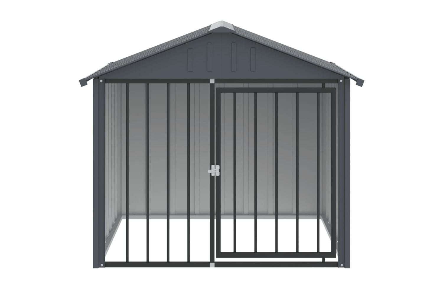 Dog House With Roof Black 117x103x102 Cm Galvanised Steel-3