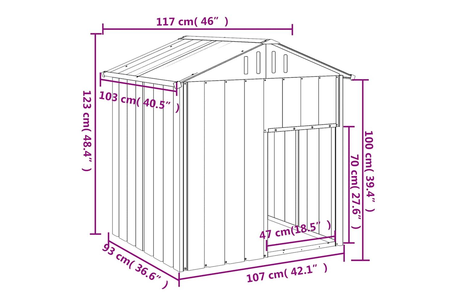 Dog House With Roof Light Grey 117x103x123 Cm Galvanised Steel-5