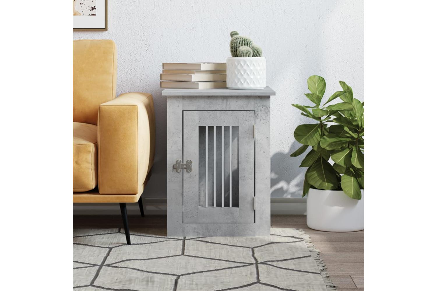 Dog Crate Furniture Concrete Grey 45x62x59 Cm Engineered Wood-3