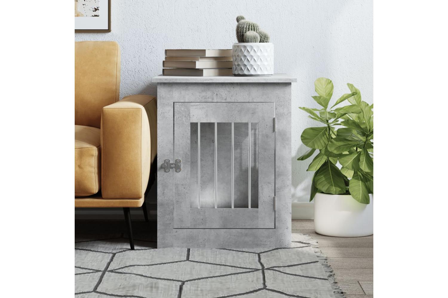 Dog Crate Furniture Concrete Grey 55x75x65 Cm Engineered Wood-3