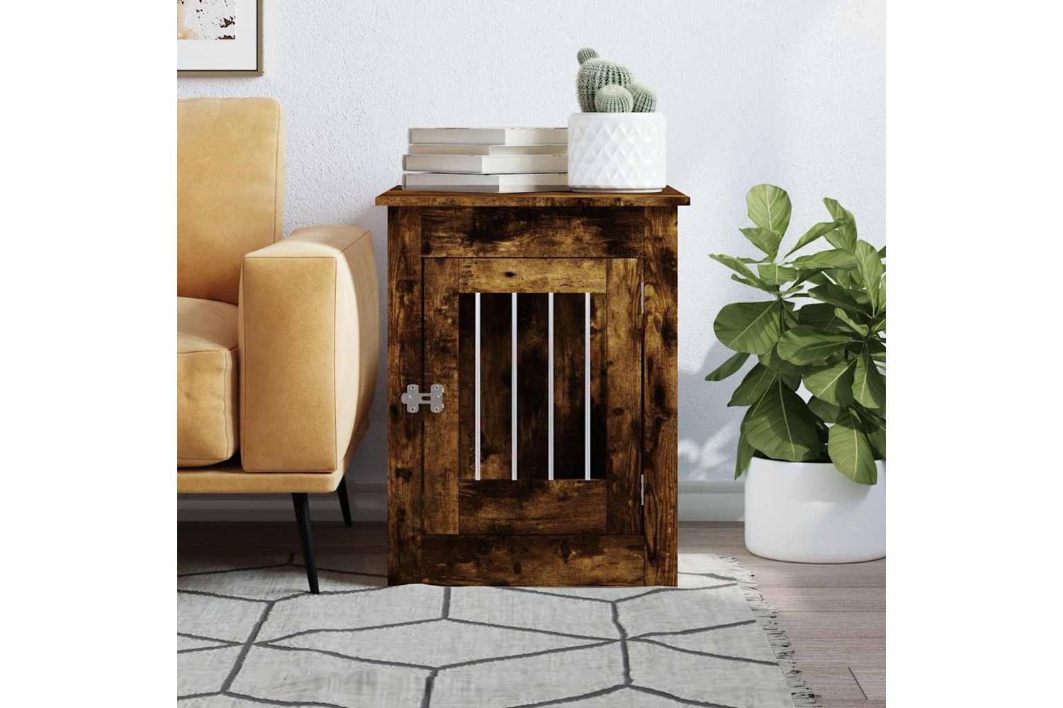 Dog Crate Furniture Smoked Oak 55x80x68 Cm Engineered Wood-3