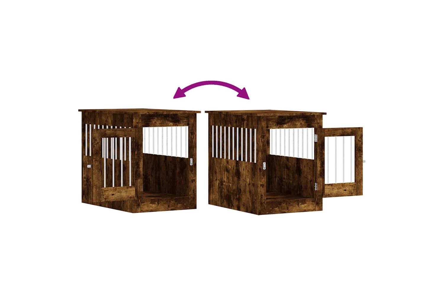 Dog Crate Furniture Smoked Oak 55x80x68 Cm Engineered Wood-10