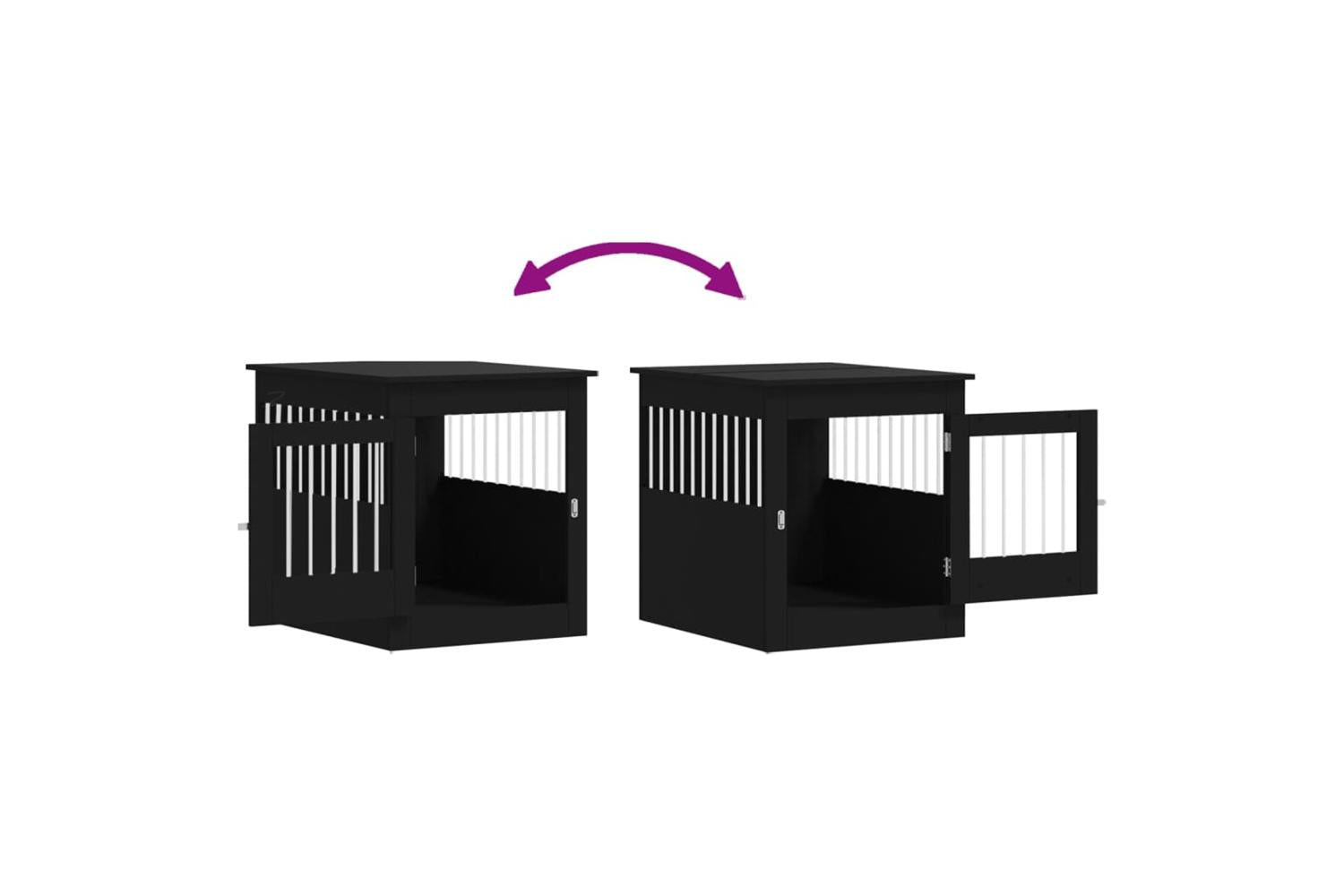 Dog Crate Furniture Black 645x80x71 Cm Engineered Wood-10