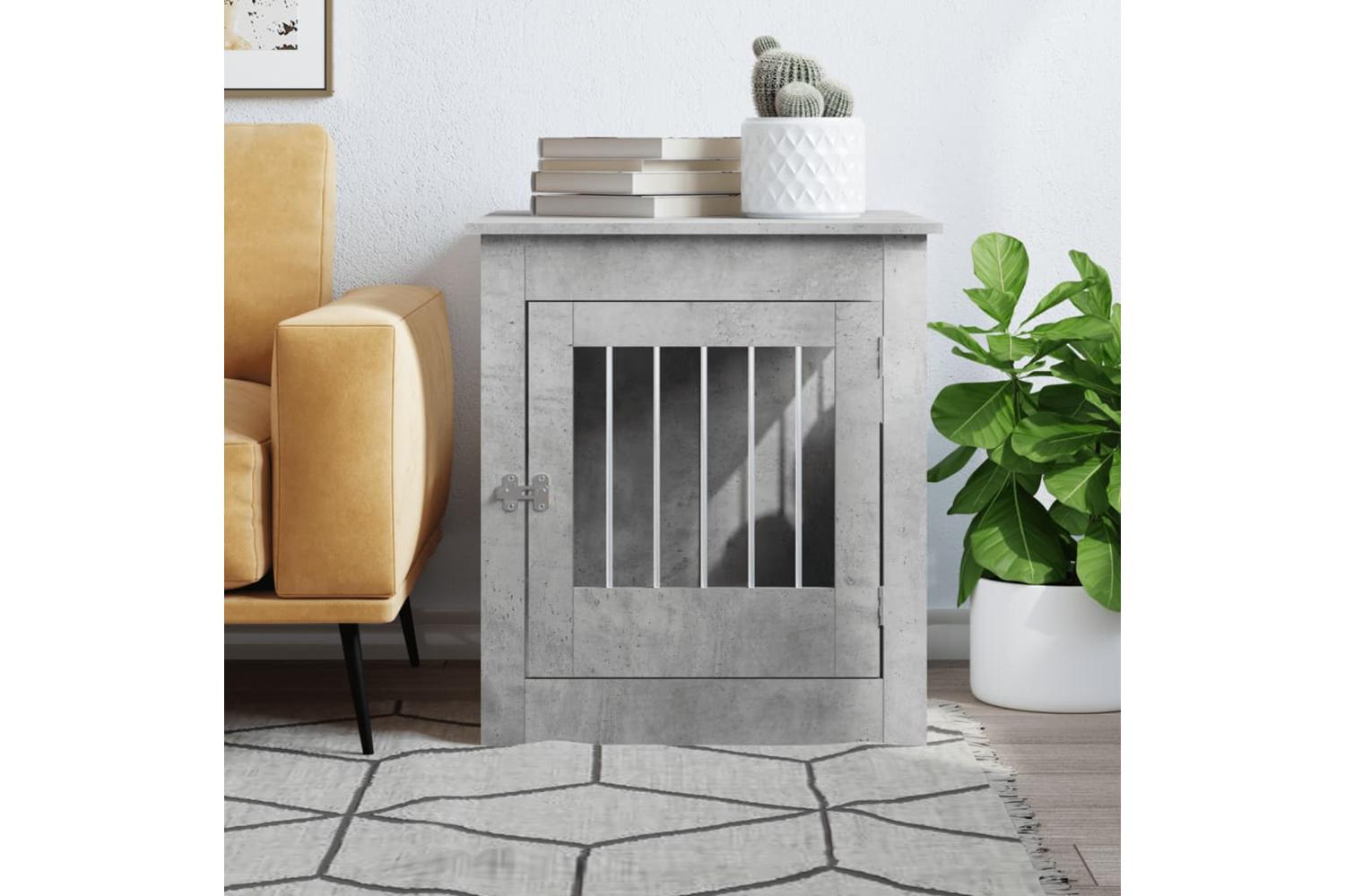 Dog Crate Furniture Concrete Grey 645x80x71 Cm Engineered Wood-3