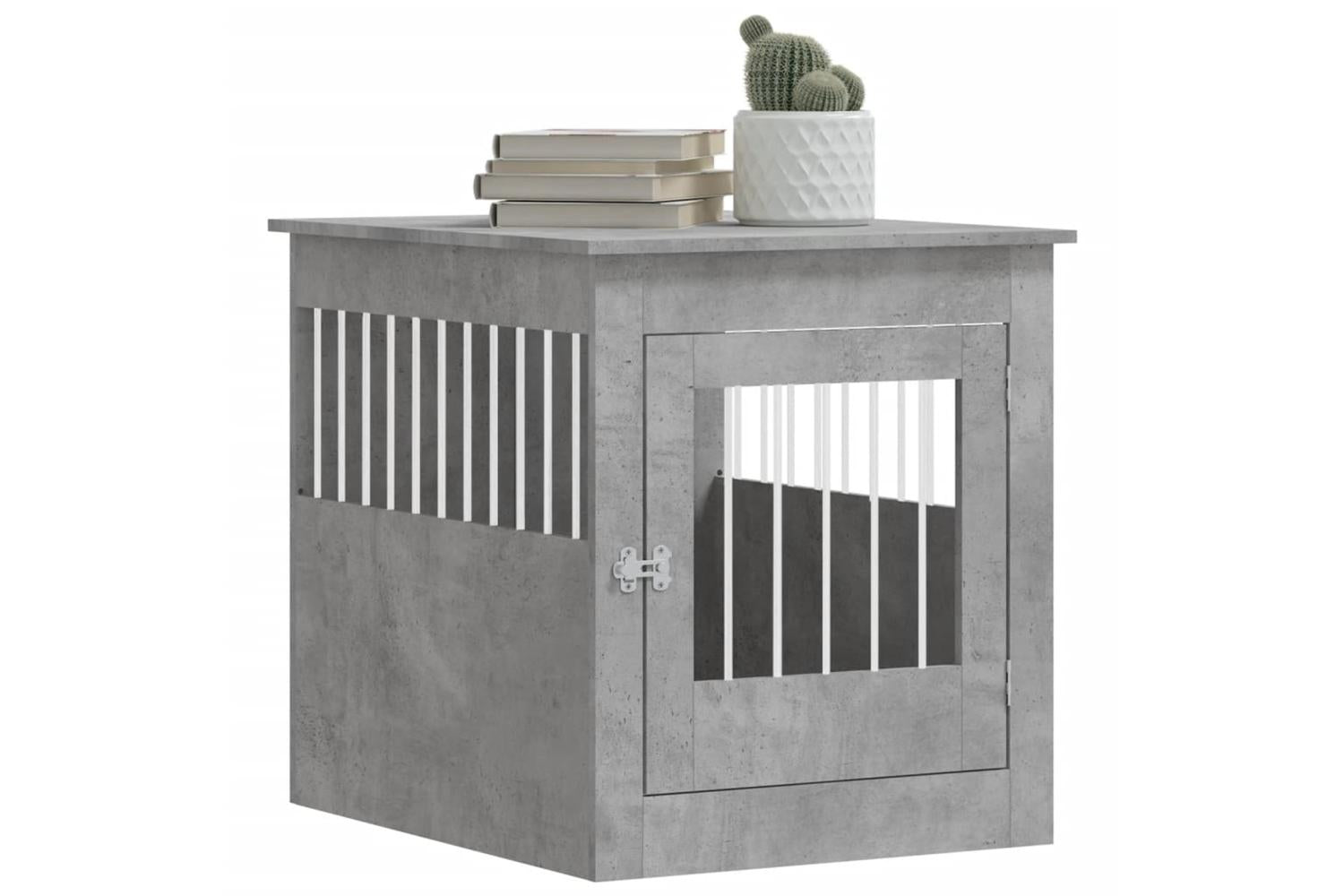 Dog Crate Furniture Concrete Grey 645x80x71 Cm Engineered Wood-4