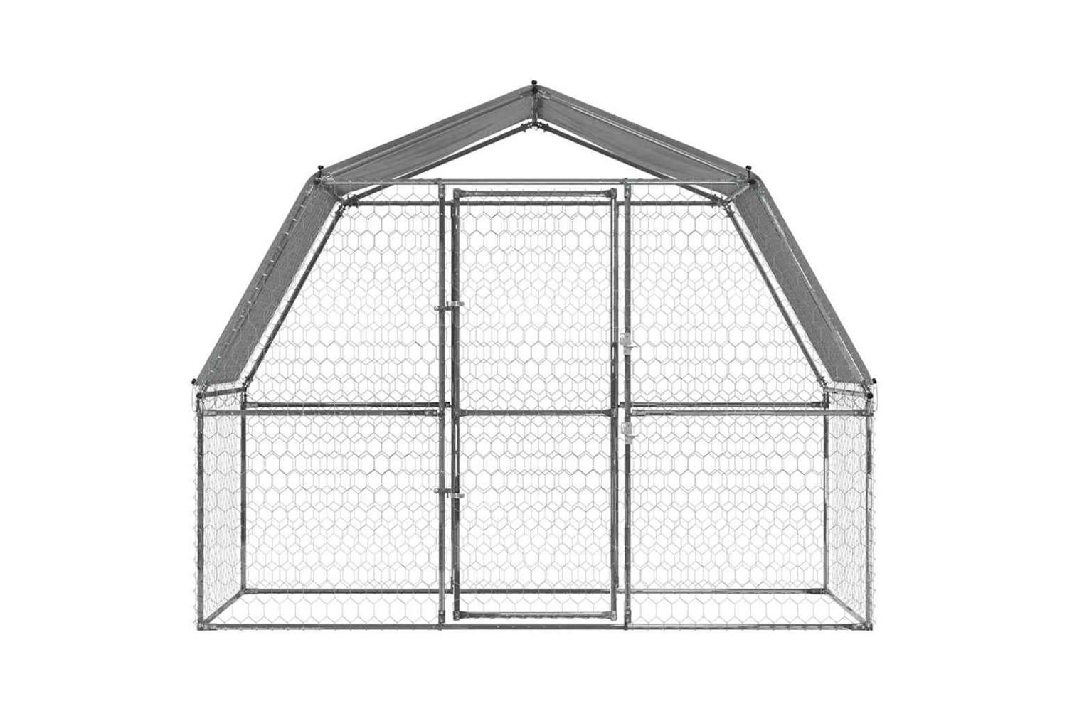 Dog Cage With Roof And Door Silver Galvanised Steel-4