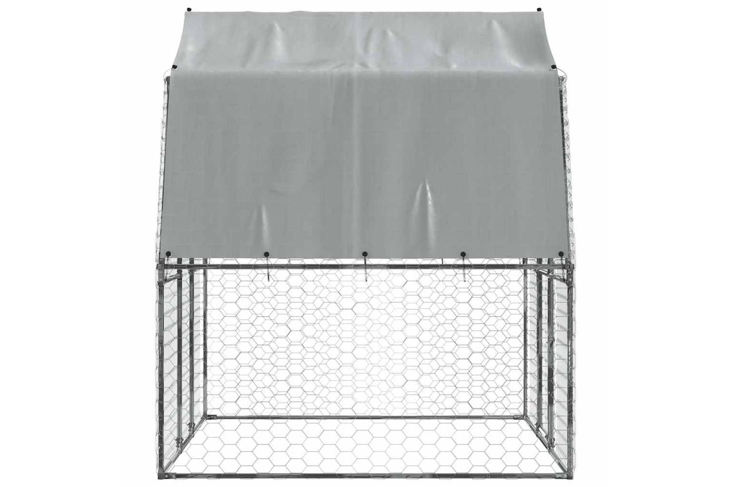 Dog Cage With Roof And Door Silver Galvanised Steel-5