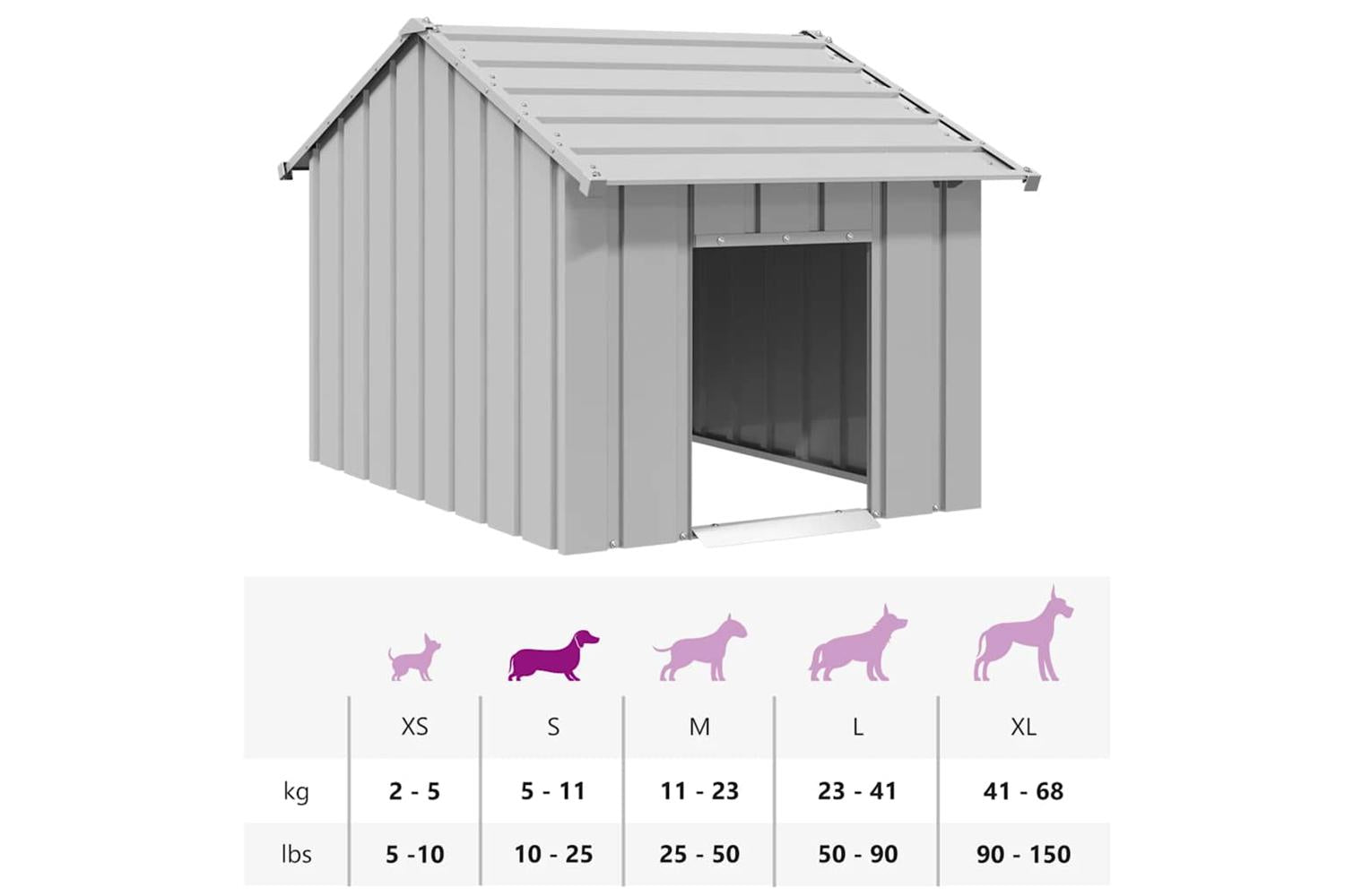 Dog House With Roof 83x130x85 Cm Galvanised Steel-8