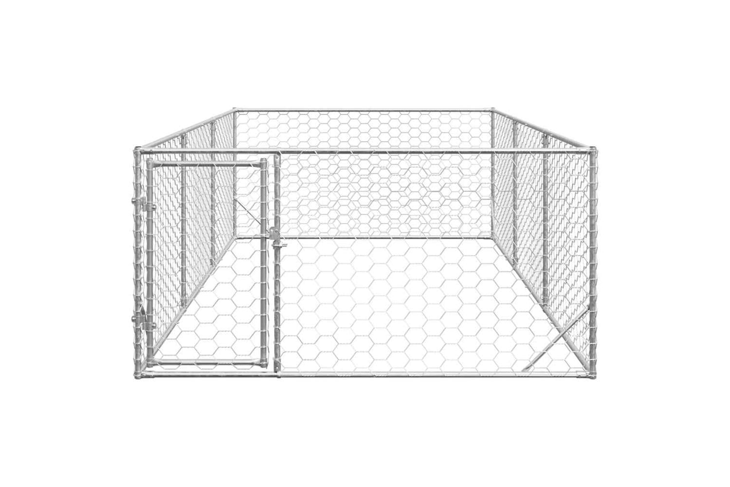 Outdoor Dog Kennel With Door 2x4x1 M Galvanised Steel-3