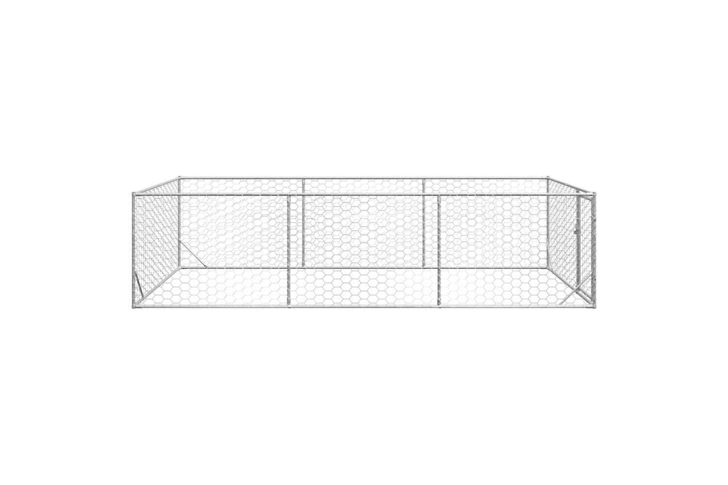 Outdoor Dog Kennel With Door 2x4x1 M Galvanised Steel-4