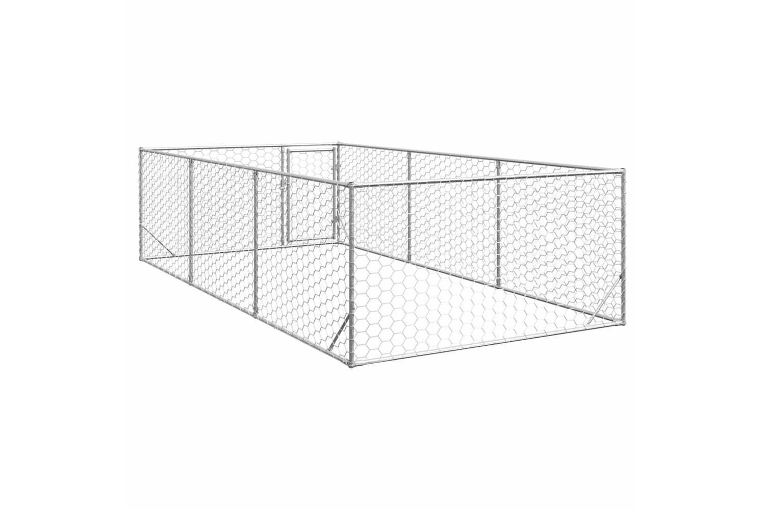 Outdoor Dog Kennel With Door 2x4x1 M Galvanised Steel-5