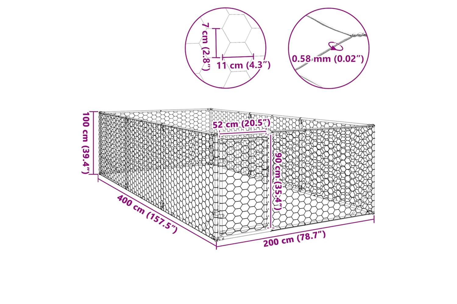Outdoor Dog Kennel With Door 2x4x1 M Galvanised Steel-8