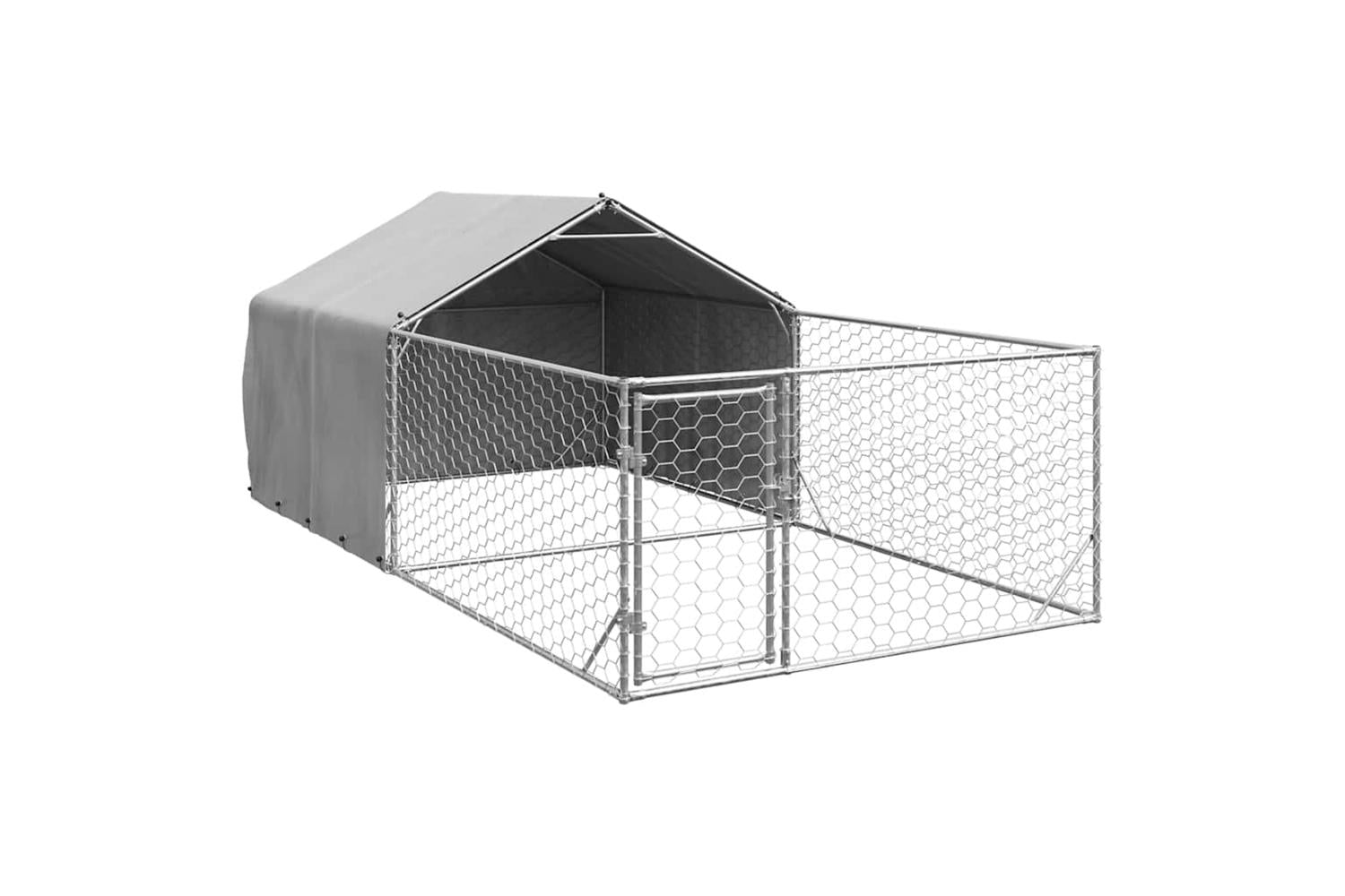 Outdoor Dog Kennel With Run 5x2x15 M Galvanised Steel