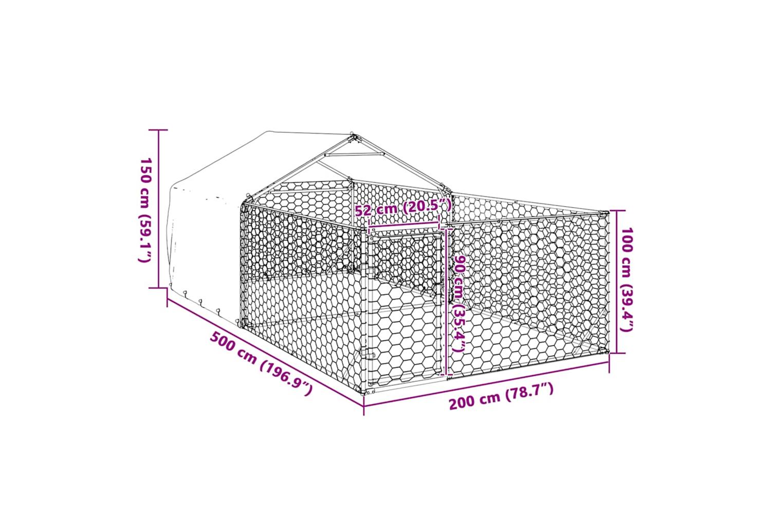 Outdoor Dog Kennel With Run 5x2x15 M Galvanised Steel-8